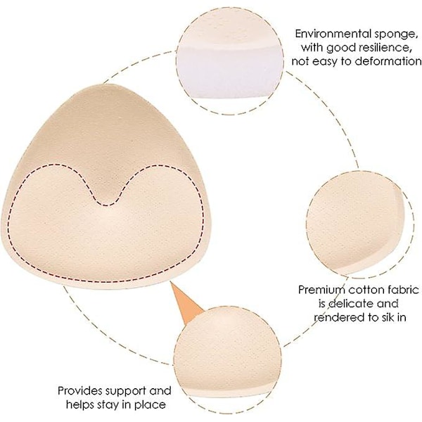 3 Pairs of Bra Pads, Triangular Breathable Bra Inserts, Removable Comfortable Pads for Women and Girls