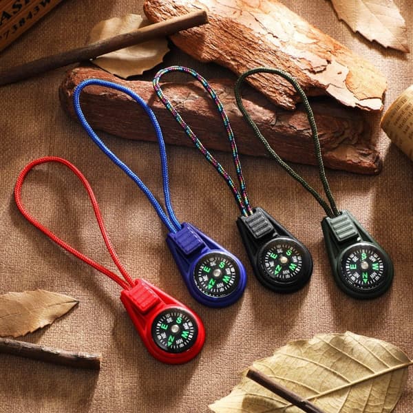 Kompass - 9 Delar - Mini Kompass - med Snodd - Portabel Kompass - Utomhuskompass