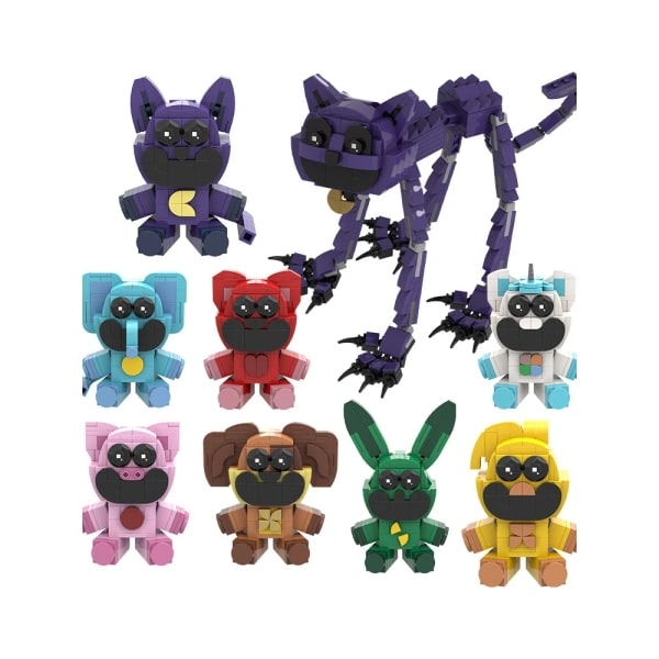 Uudet Smile Creatures -rakennuspalikat Smile Creatures Dogday ja Catnap -palikkasarja Cat Nap Dog Day Catnat -hahmo Syntymäpäivälahja Large Purple Cat