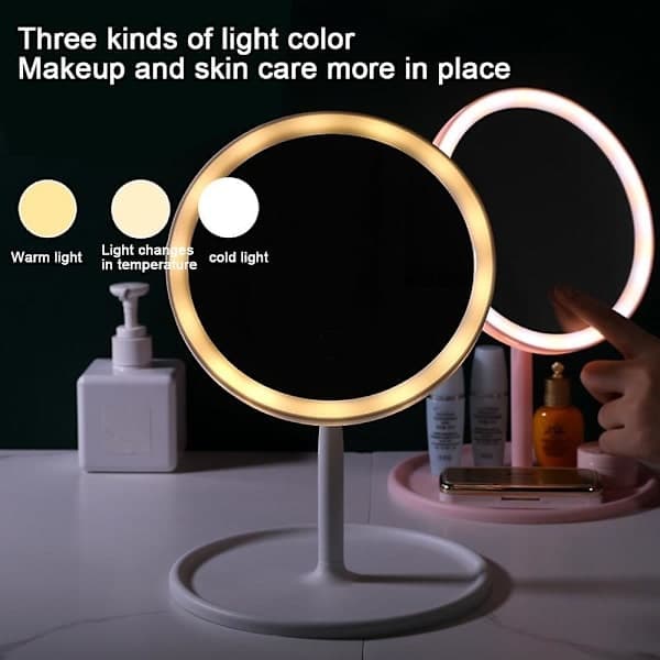Makeup Mirror, Makeup Mirror, Mirror with Light, Rechargeable Makeup Mirror with Light Oval (600ml) Charging Trichromatic Light -RY