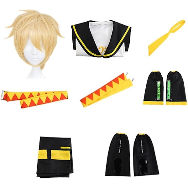 Rin Cosplay Len Cosplay Kostyme Miku Cosplay Kjole Uniform Halloween Party Uniform Full Set XS
