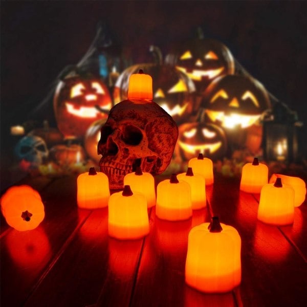 LED Pumpa Värmeljus, Orange Höga Ljus (12-pack, Orange)