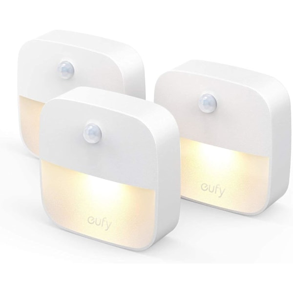 Lumi 3 kpl LED-yövalot liiketunnistimella, lämmin valkoinen valo, automaattinen päälle/pois, suuntavalo, energiatehokas (3 kpl)