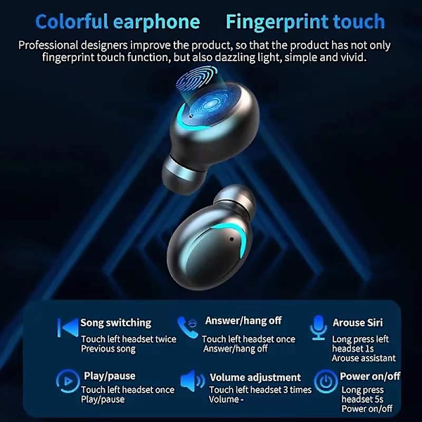 F9-5 TWS Trådlösa Bluetooth-hörlurar för Smartphone, Smart Brusreducering, Grossist, Handsfree Blutooth, Handsfree Hifi Öronproppar (FMY) A6sblack