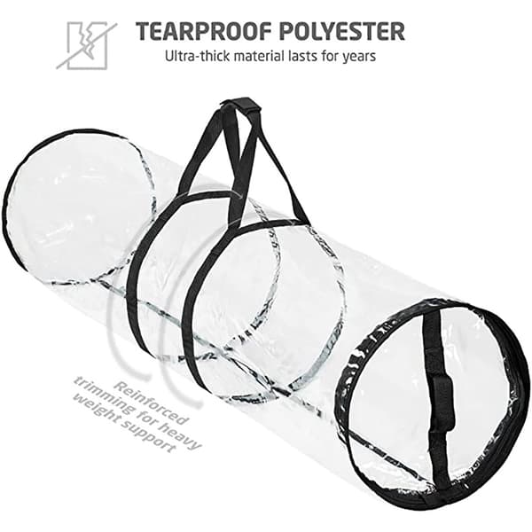 Cylinderformet opbevaringspose - hvid og transparent, til opbevaring