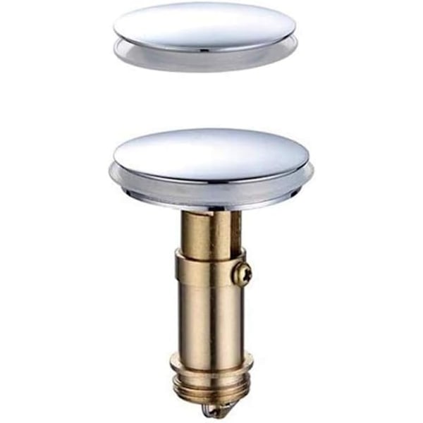 Mu Mianhua 2 st Tvättställsblandare Tryckknapp Mässing Polerad Krom Click Clack 38mm Avlopp Badkar Pop Up Plugg Avloppspropp för Badkar{GKS}