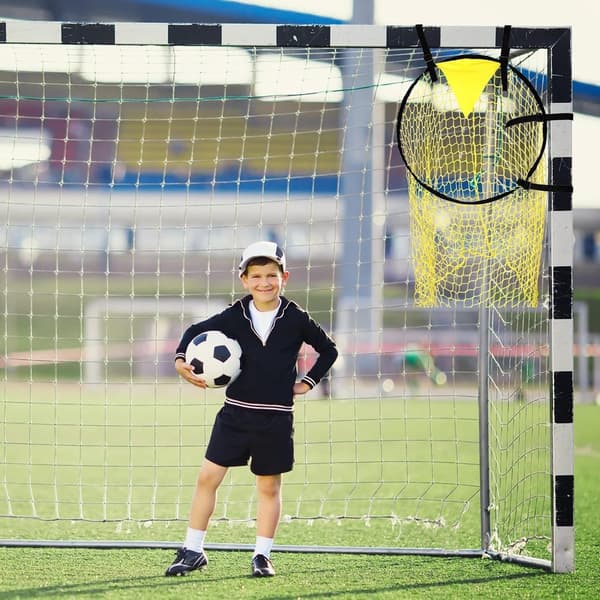 Fodboldmålnet Justerbart Nylon Måltræningshjælpemiddel til Børn og Voksne Baghaveøvelse Gult Net