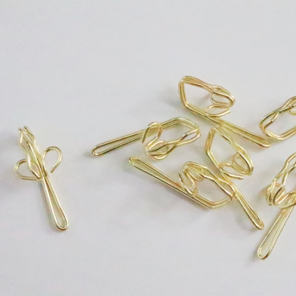 Guld - 100 stycken gardinkrokar, metallkrokar, gardinruffsdraperi