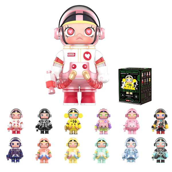 POP MART DIMOO Space Molly Series Figurer, Slumpmässigt Design Actiondockor, Heminredning, Födelsedagspresenter för Flickor och Pojkar (En Slumpmässig Blind Box)