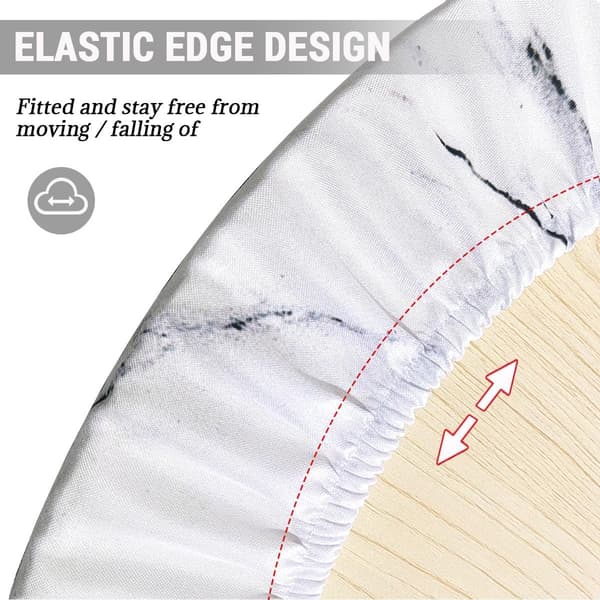 Rund duk med elastisk kant, sklisikker vaskbar polyester-spandex for hjem, restauranter og utendørs servering, stein, 120 cm