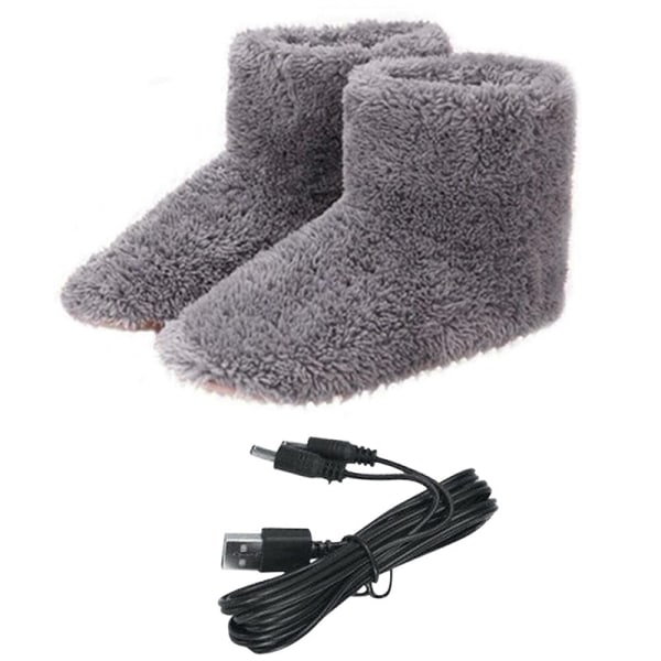 Winter Snow Boots USB Laddning Plysch Eluppvärmda Skor Fot Grey 39x43 Man