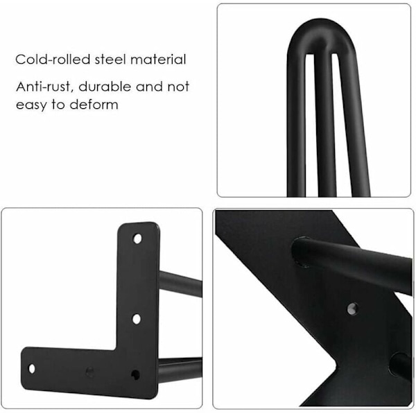 Sæt med 4 bordben 10 cm - DIY møbelben - til sofabord spisebord sort - med fodbeskyttere og skruer