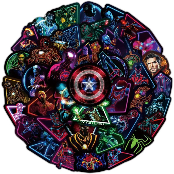 100 PCS Laptop Skin Glow-in-the-Dark Marvel Avengers-klistermärken, superhjälteserier, mörka vattentäta graffiti-klistermärken Vattenflaska vinylklistermärken