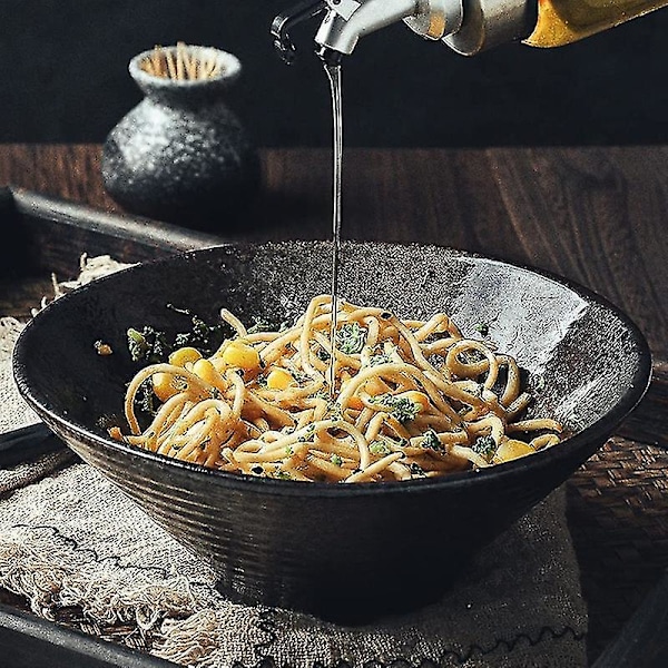 Keramisk Japansk Ramenskål med Matchande Sked och Träpinnar 1500ml