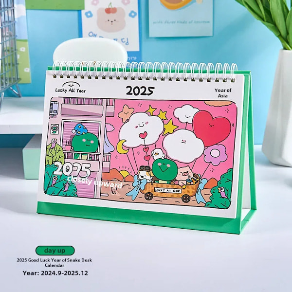2025 Slangeår Ny Skrivebords Kalender Sød Tegneserie Stil Selvdisciplin Planlægger Student Kontor Dekorativ Kalender Hver Dag Op