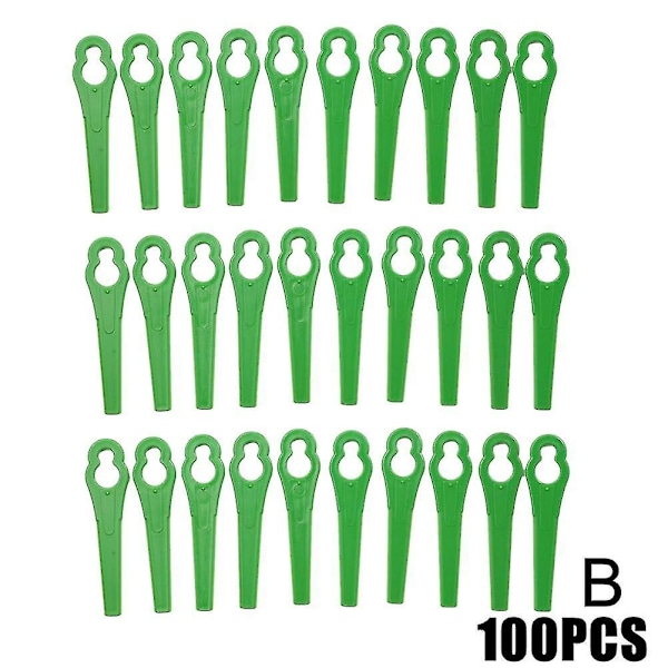 100 stk Erstatningsblader for Trimmer Einhell Plast Hage Gressplen Gressplen Kantklipper Gress Einhell Hagearbeid Green