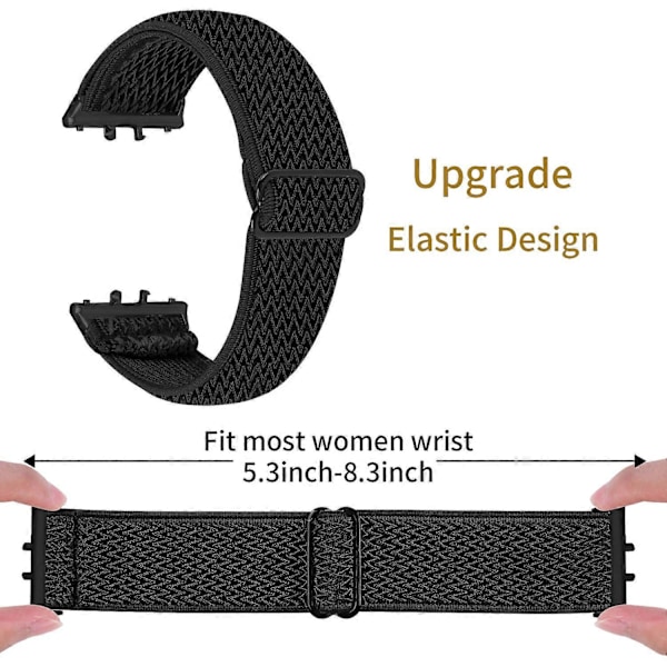 Vævet Armbånd i Elastisk Materiale til Samsung Galaxy Fit3 SM-R390, Sort Kobling Style F