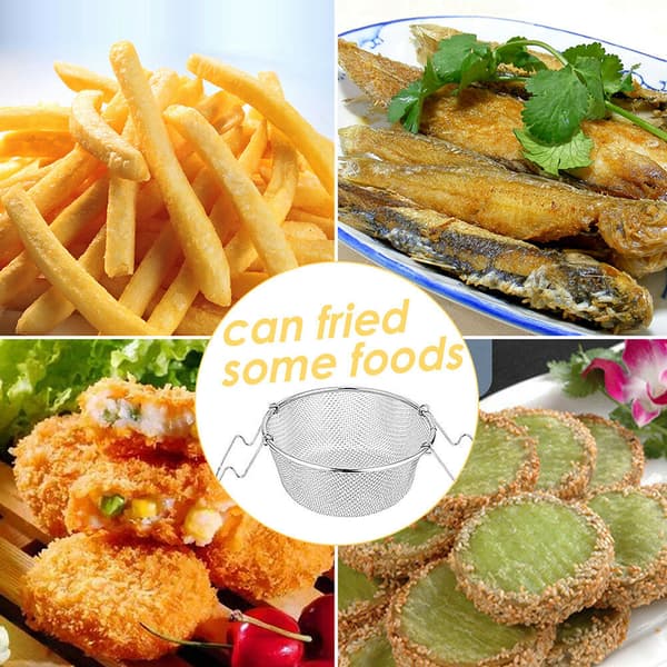 Friturenet i rustfrit stål Rund Kurv Si til Pommes Frites 22cm