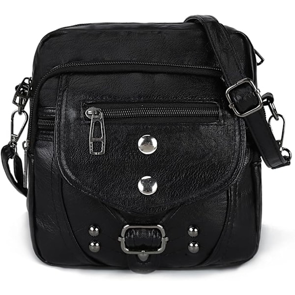 Crossbody-telefon tasker til kvinder, små bløde læderpunge, håndtasker, skuldertasker, damer, multifunktionelle tasker Black