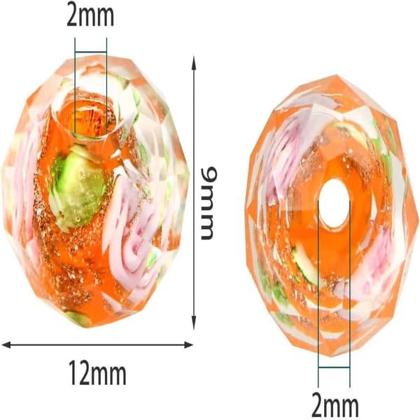 60 st 10 mm glaspärlor Rosblomma Guldsand