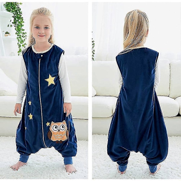 Sovsäck för barn med ben Mjuka pyjamastjejer Pojkar Sovsäck Mörkblå Dark blu Dark blue L(5 to 6 Jahre)