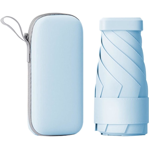 Mini paraply til håndtaske, bærbar og kompakt, perfekt til regn og sol med UV-beskyttelse Azure