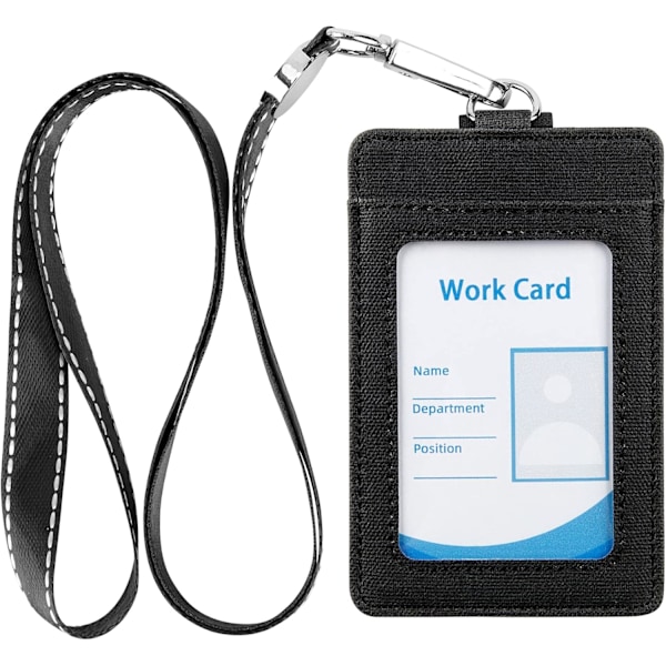 Faux Læder Vertikal Badgeholder Nøglesnor ID-Kortholder Ca,ZQKLA