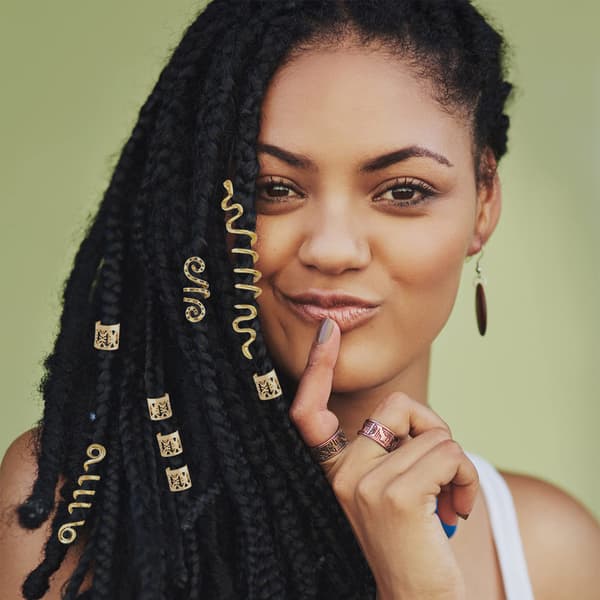 63-pack dreadlocks-smycken, justerbara metallmanschetter