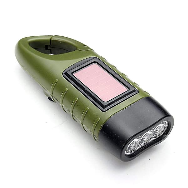 Hand Crank Solar Powered Rechargeable Flashlight Emergency LED