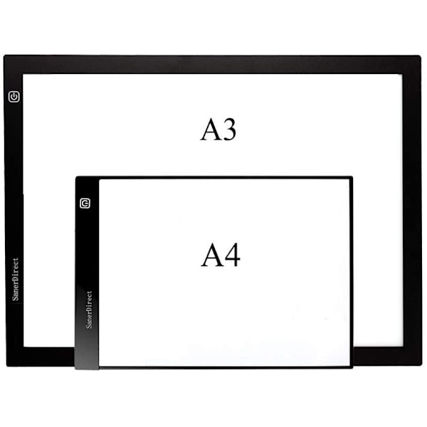 Lysbord A3 LED 3-modus Diamantmaling Tegnebrett White Vit