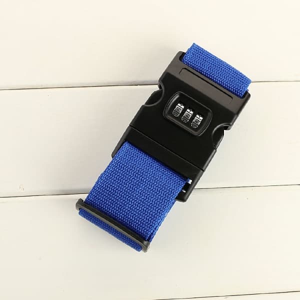 Personalized Luggage Strap - Secure Luggage 180cm x 5cm with Lock - Printed (Blue with Lock)