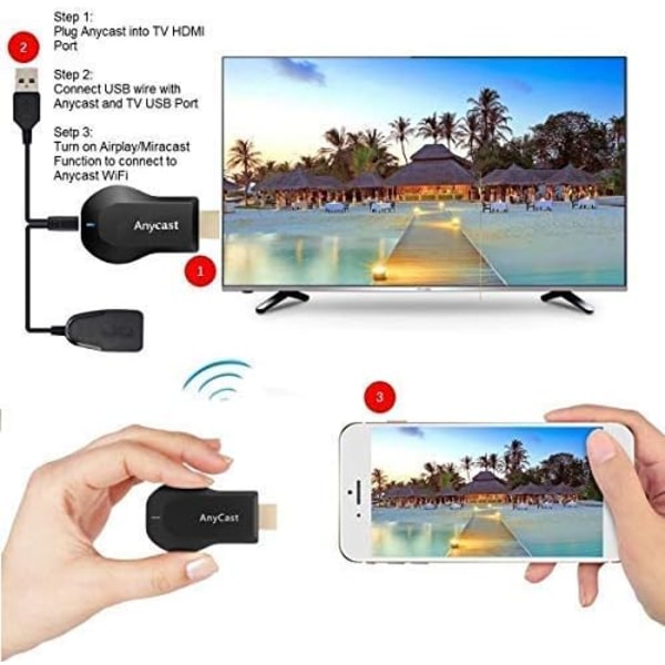 HDMI Trådløs Display Adapter WiFi 1080P Mobilskjermspeiling Mottaker Dongle for iPhone Mac iOS Android til TV Projektor