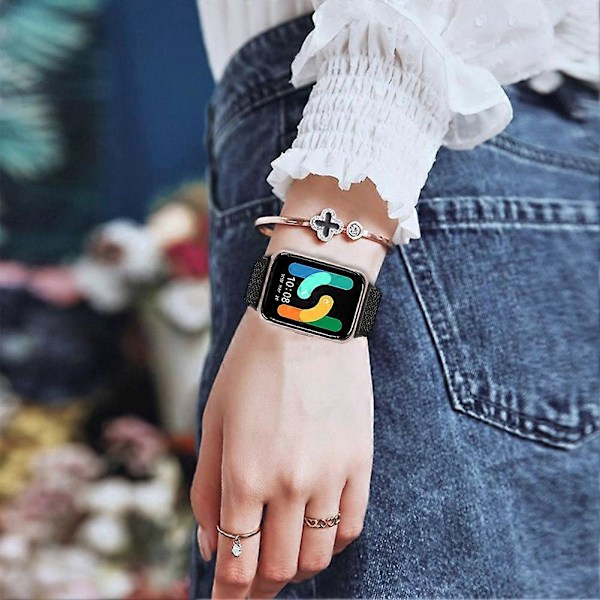Vevd Armbånd i Elastisk Materiale for Samsung Galaxy Fit3 SM-R390, Svart Kobling Style F