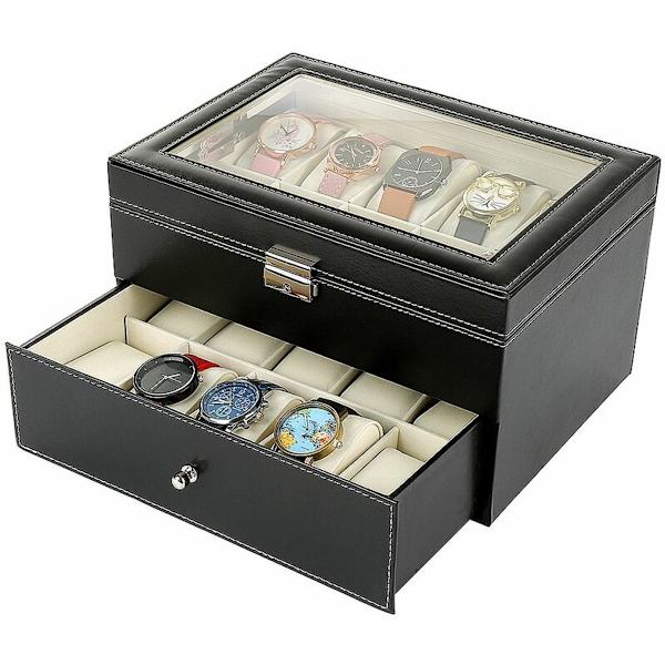 Klockbox läder presentförpackning män display 20 klockor