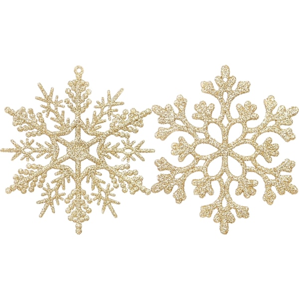 Plastic Christmas Glitter Snowflake Ornaments Christmas Tree Decorations, 4-inch, Set of 36