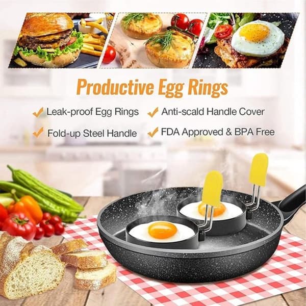 Eggeform - 4 stk - Rustfritt stål - Eggpannekake - Stekt eggeform - Eggering