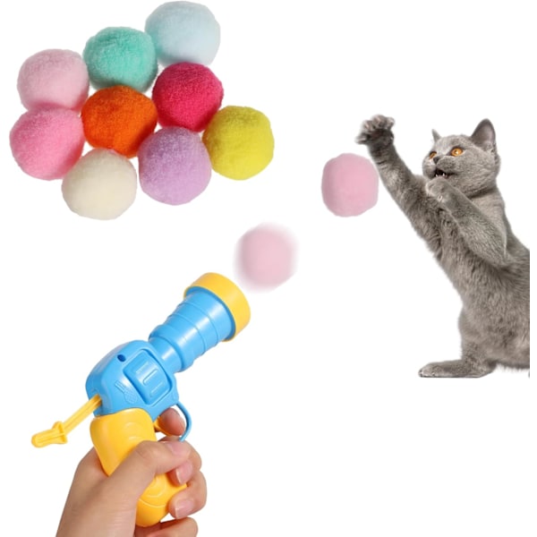 Interactive Cat Toys, Cat Toy Launcher with 100pcs Soft Pom Pom Balls for Cats Funny Cat Toys for Indoor Cats Cat Toys for Training Play Pet Supplies