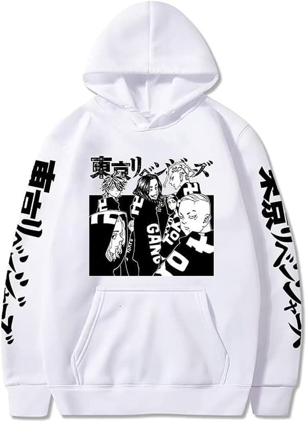 Cosplay Tokyo 3D-trykt pulloverhettegenser Halloween-karakter Merch Anime pullovergenser for unisex voksen hvit-3 3X-Large