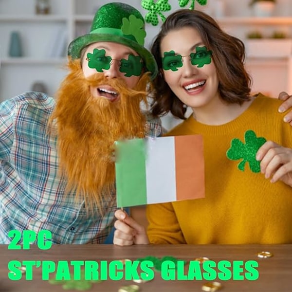 Sankt Patricks Dag Solbriller Saint Patricks Tilbehør Grøn Kløverstil