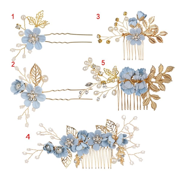 Hårkam Blomst hårnål Brudeklemmer BLÅ 4 blå blue 4