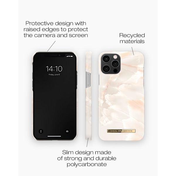 Trykt iPhone 12/12P Cover - Rose Pearl Marbl 44