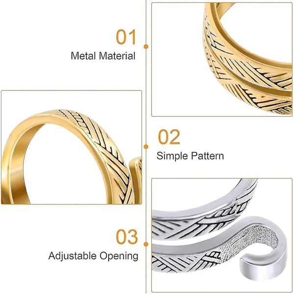 2 st Justerbar sticknings- virkningsspännring Öppen garnfingerguide Virkad fingerborg gold