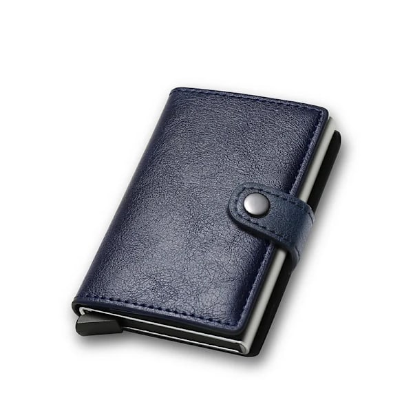 Kolfiber Kreditkortshållare Plånbok Herr RFID Smart Metall Tunn Slim Pop Up Minimalistisk Plånbok Liten Svart Plånbok Metall Vallet Blue
