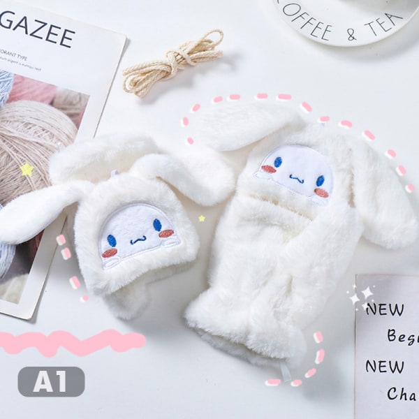 Sanrio Cinnamoroll Kawaii Flanellhandskar Y2k Harajuku Style Sof White