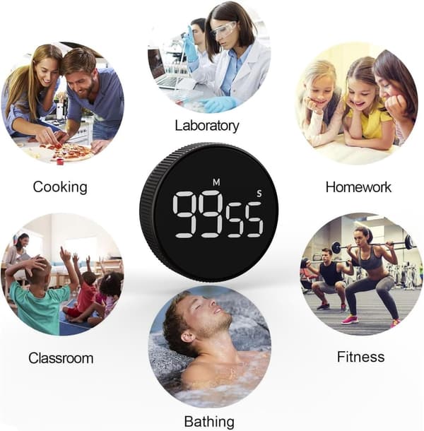 Timere - Digital Timer - Magnetisk Digital Køkken Timer - Køkken Timer - Tæl Op/Ned - Æggeur