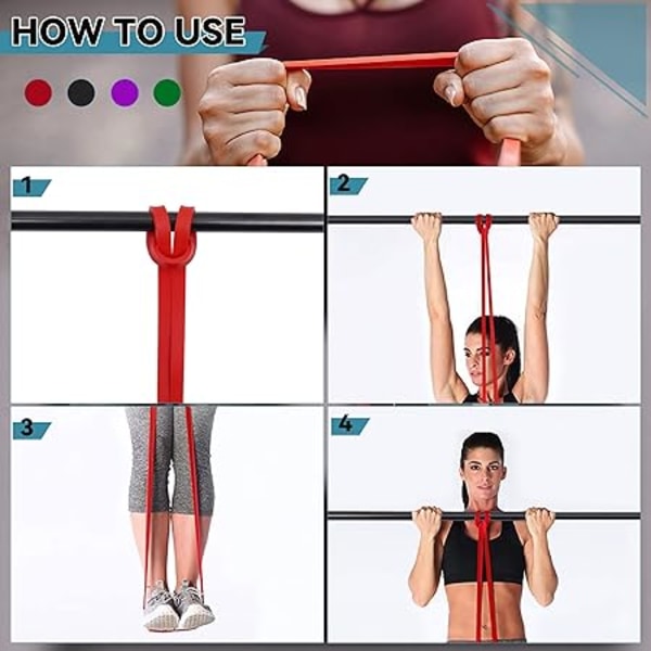 Modstandsbånd til Pull-Ups, Sæt med 4 Forskellige Niveauer