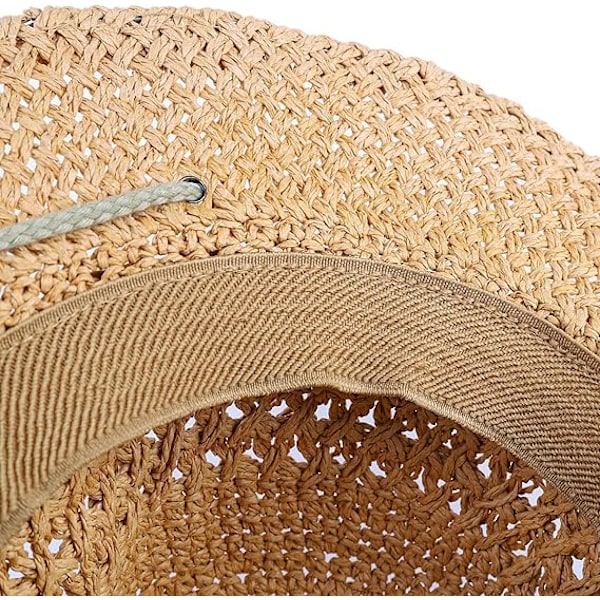 Cowboyhat i halm, formbar, bred skygge, solbeskyttelse, størrelse S til voksne