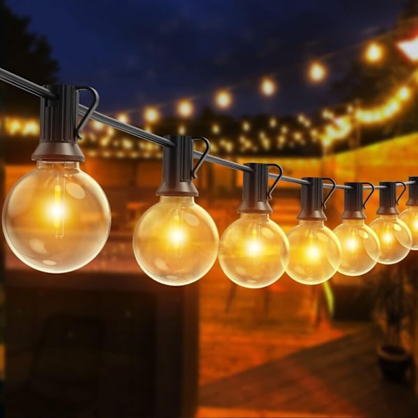 Utomhus Guinguette-girlang, 30M LED-girlang med 50+2 Okrossbara Glödlampor, IP44 Vattentät LED Guinguette-girlang för Terrass, Trädgård, Bröllop