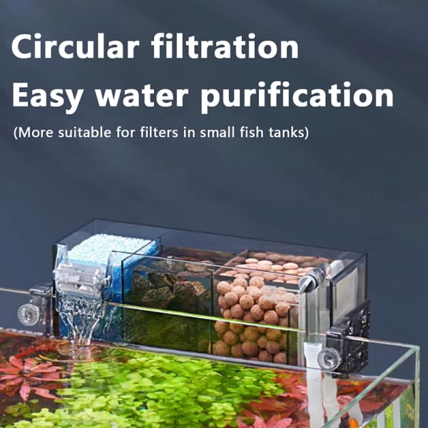 Fish-Tank Vattenfall Filter Akvarium Extern vattenrening Sy Dubbelbox