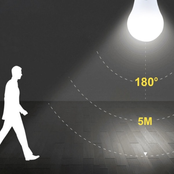 E27 LED-lampa med rörelsesensor, 7W, vit, 2-pack